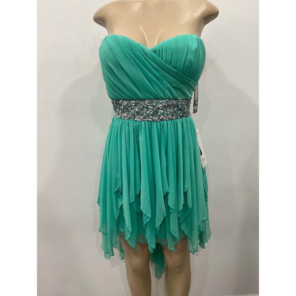 Sequin Hearts Dress Prom Girl Simply Dresses SZ 5 Green Fairy Hem Sequin Gown